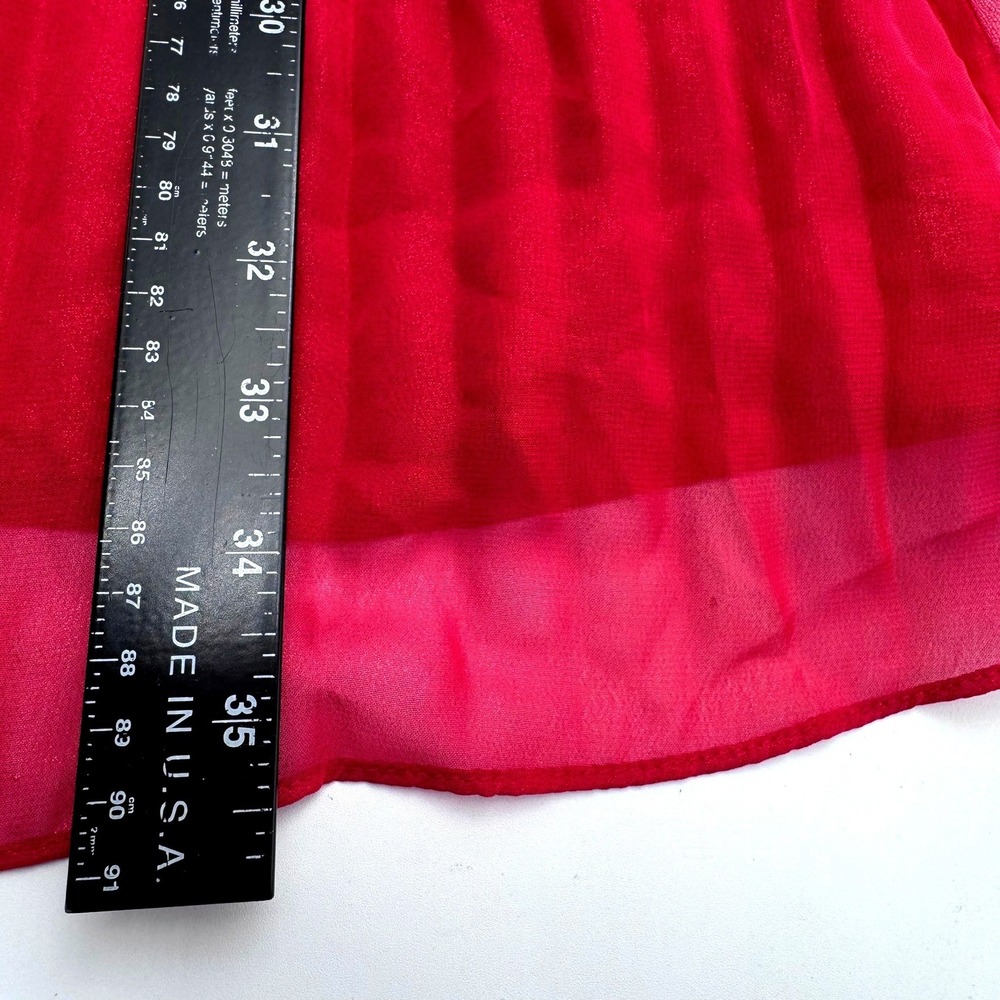 NANETTE LEPORE NWT Womens 4 Red Pleated Mock Neck Chiffon Lined Shift Mini Dress - Picture 9 of 10